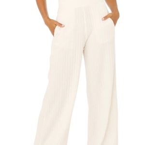 ALO Ribbed Take Comfort Wide Leg Pant- ivory